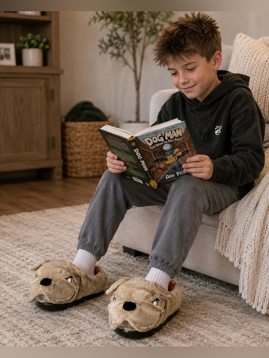 Wiggle Warms Other - Wiggle Warms Bulldog Slippers | Big Kids XL (11–12) | Unisex Plush House Shoes